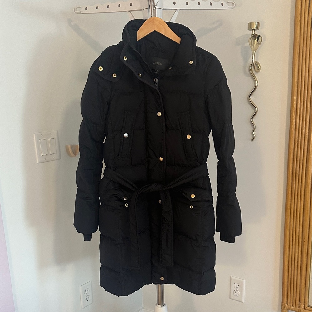 J. Crew Black Belted Puffer Jacket
